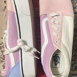 Vans Women's Pastel Pink and Purple Sneakers